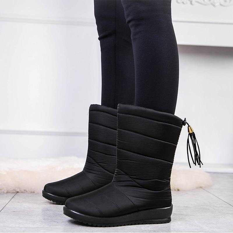 Vinterboots dam, fodrade — varma snowboots med halkfri sula