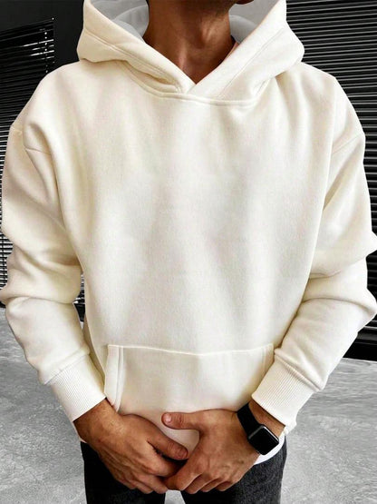 Hoodie herr — enfärgad med huva och ficka