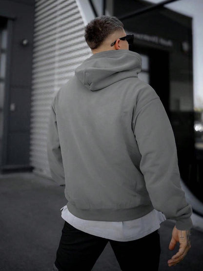 Hoodie herr — enfärgad med huva och ficka