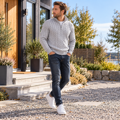 Höstpullover herr — mjuk och varm stickad