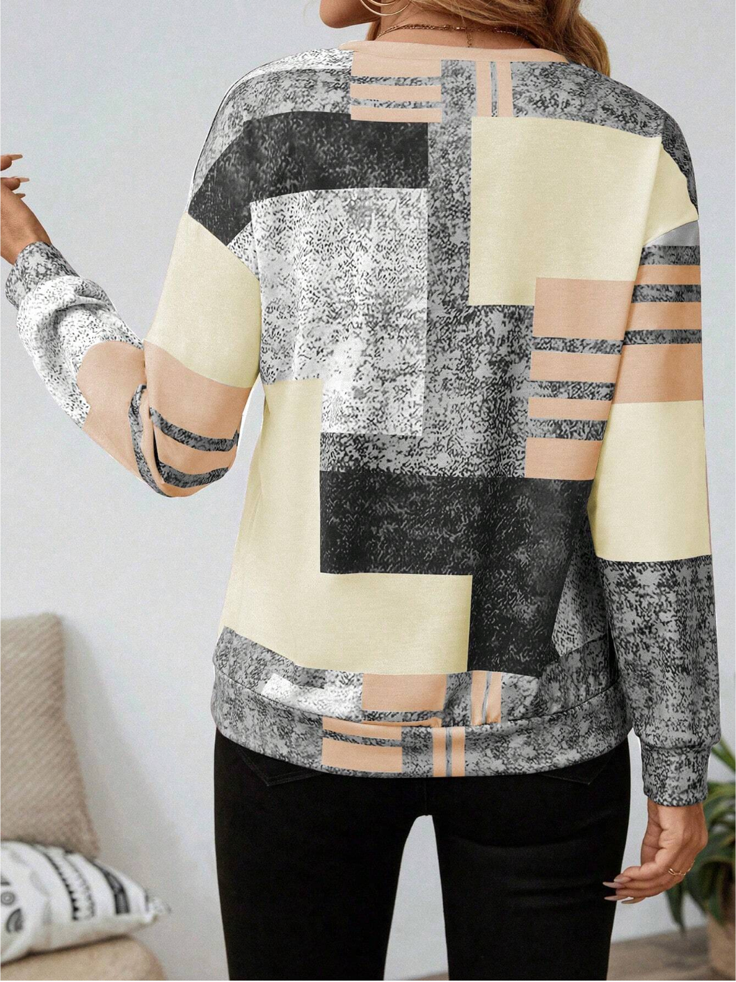 Sweatshirt dam med dragkedja — collegejacka med grafiskt tryck