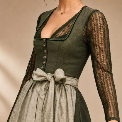 Dirndl dam med rosett — klassisk Oktoberfest-klänning