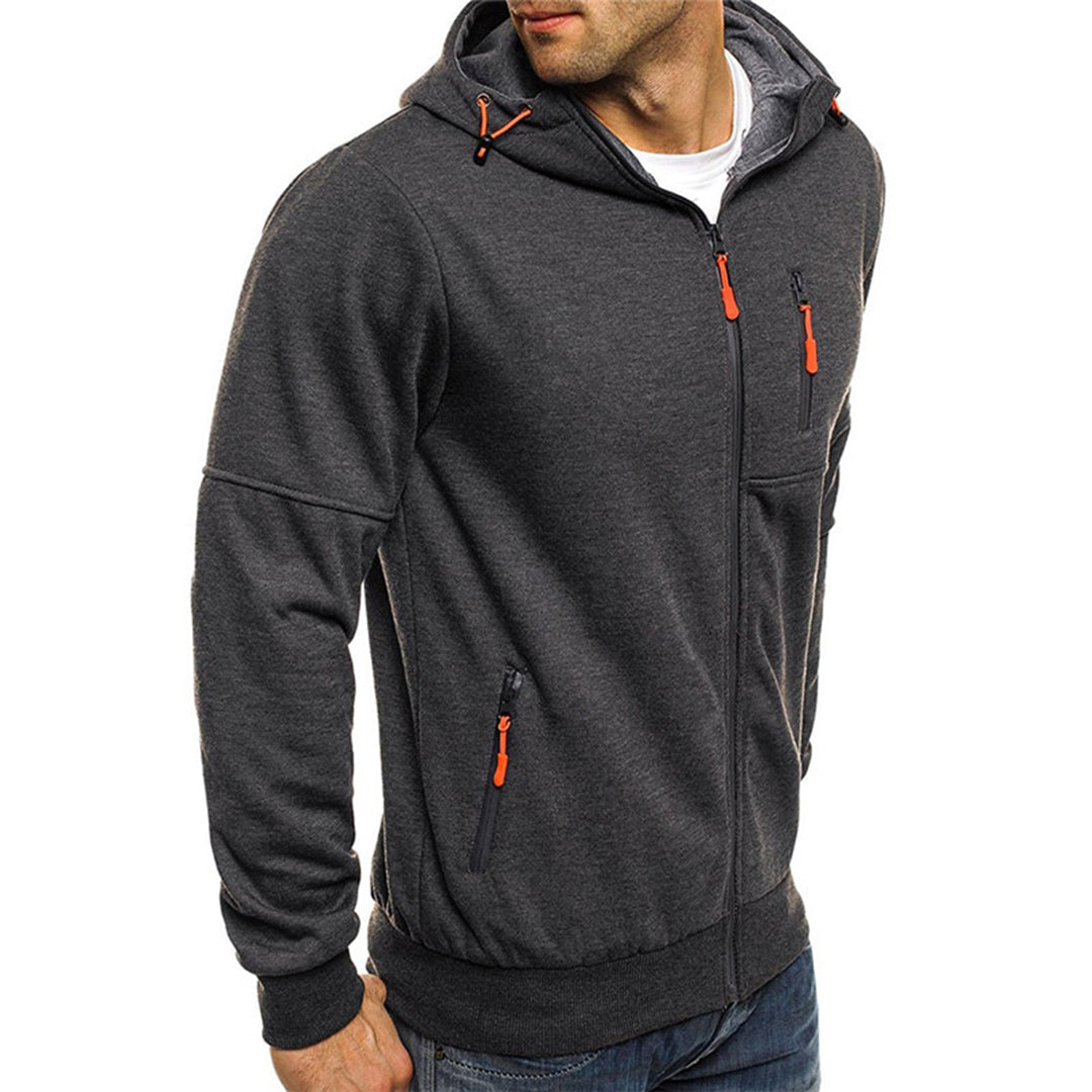 Hoodie herr med dragkedja — lässig zip hoodie