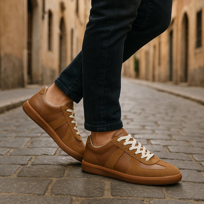 Sneakers herr, textil — snörade med halkfri och bekväm såla
