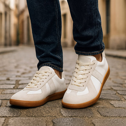 Sneakers herr, textil — snörade med halkfri och bekväm såla