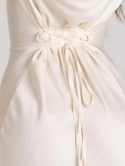 Maxiklänning dam, satin — långärmad elegant och flödande