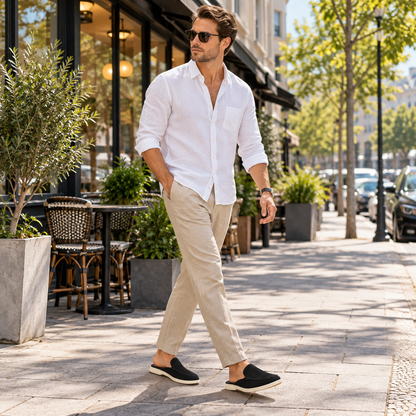 Loafers herr, backless — slip-on i mockaimitation med låg såla