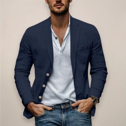 Blazer herr i linnemix — ledig sommarblazer med modern passform