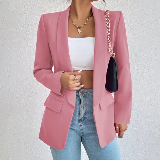 Blazer dam, klassisk — elegant kavaj i linne-bomull för kontor och fest