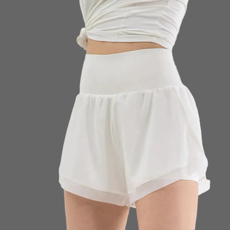 2-in-1 sportshorts dam — hög midja med innershorts