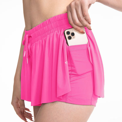 2-in-1 tennisshorts dam — sportshorts med innershorts