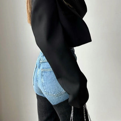 Jeans dam med hybriddesign — tvåtonad denim med hög midja
