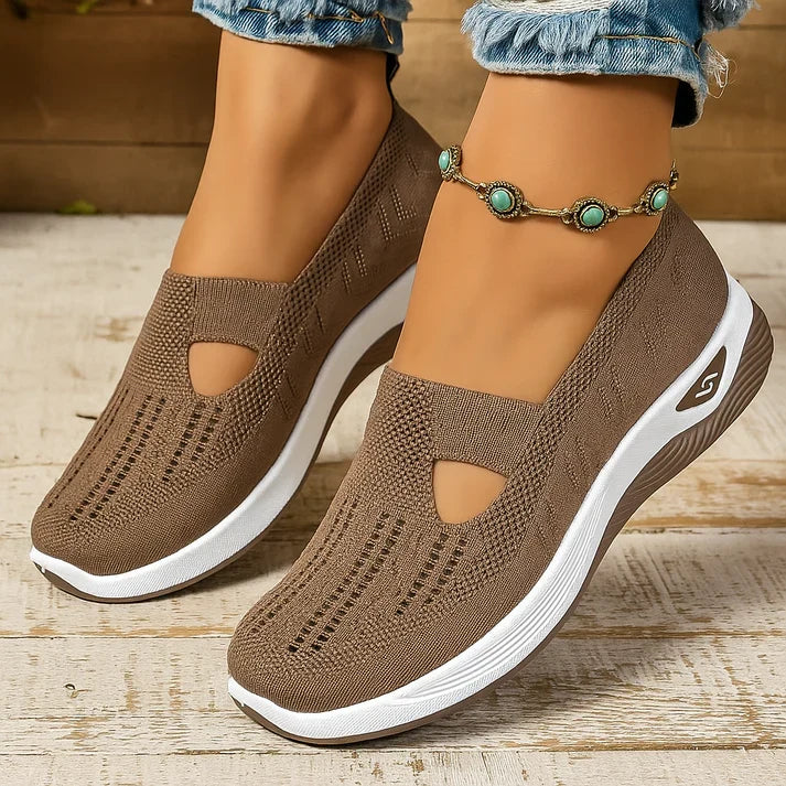Slip-on skor dam, ortopediska — textil med dämpad innersula