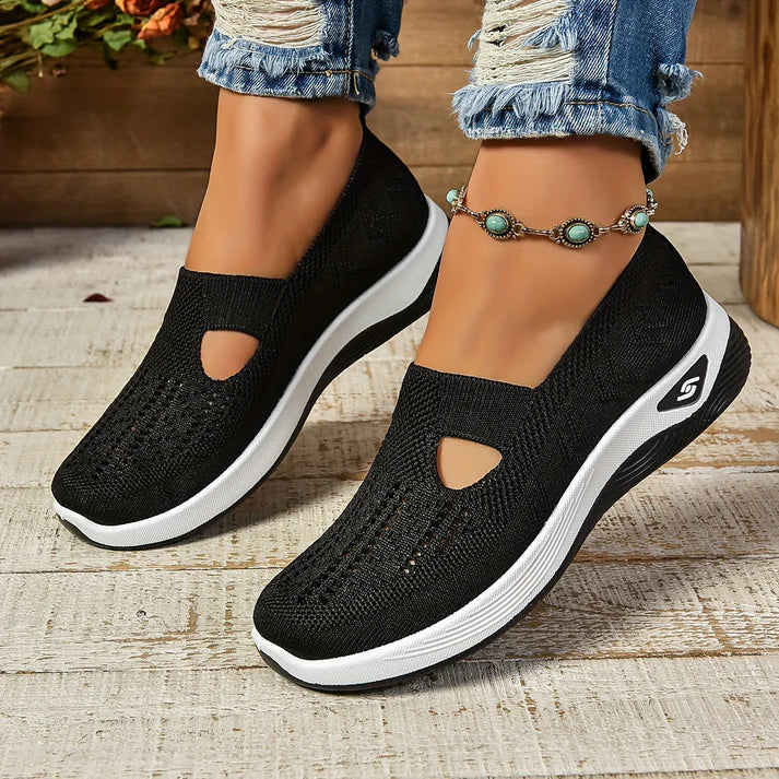 Slip-on skor dam, ortopediska — textil med dämpad innersula
