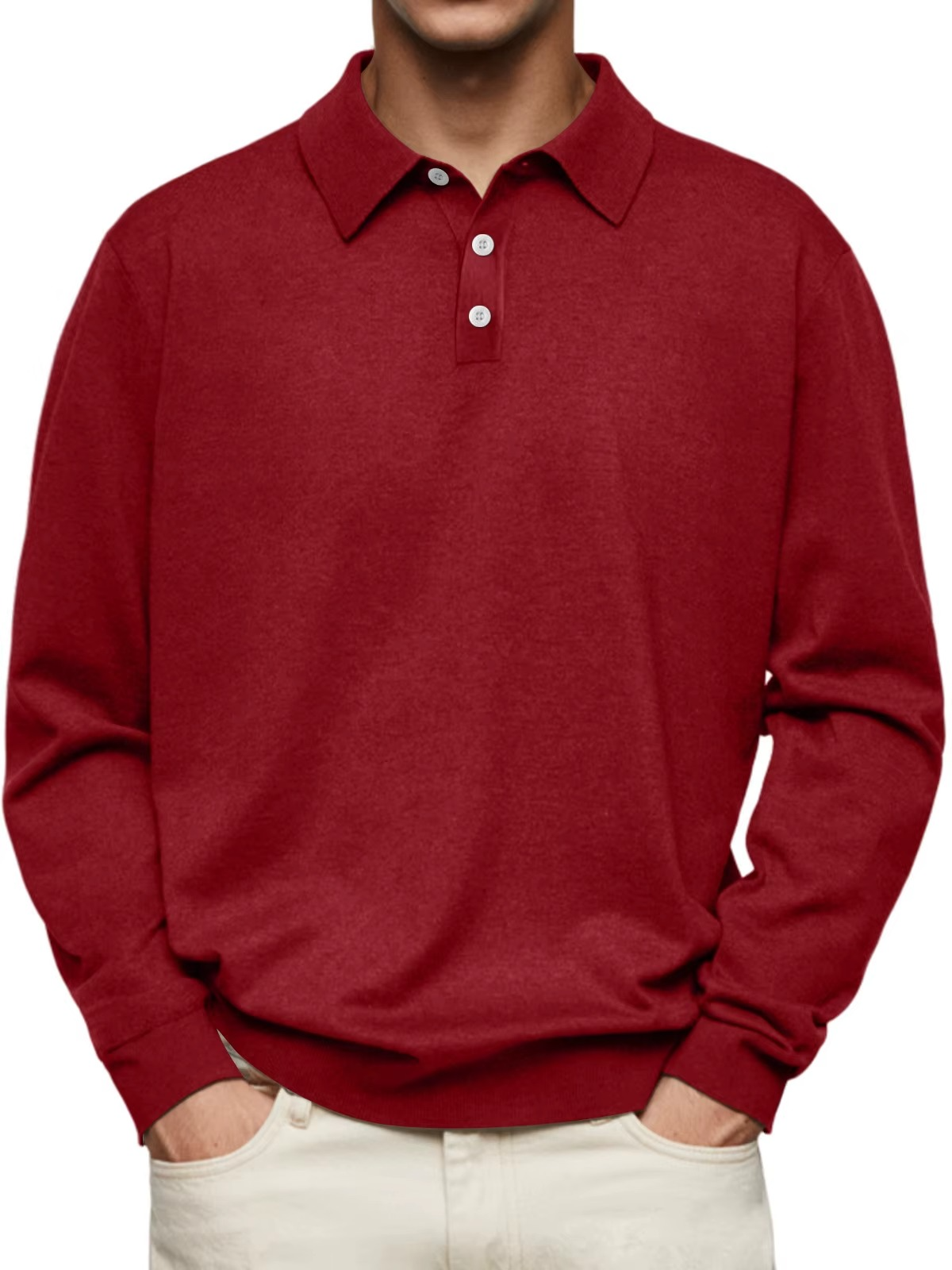 Piké herr, långärmad — skrynkelfri och formstabil