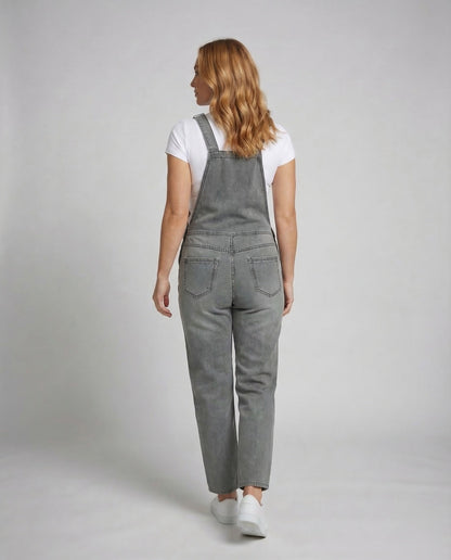 Denim-overall dam, ärmlös — snygg jumpsuit i jeanstyg