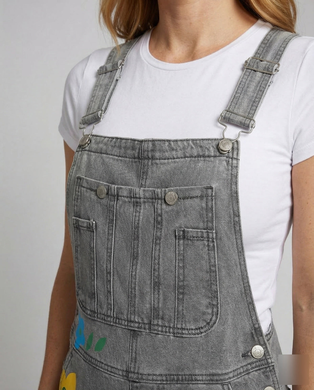 Denim-overall dam, ärmlös — snygg jumpsuit i jeanstyg