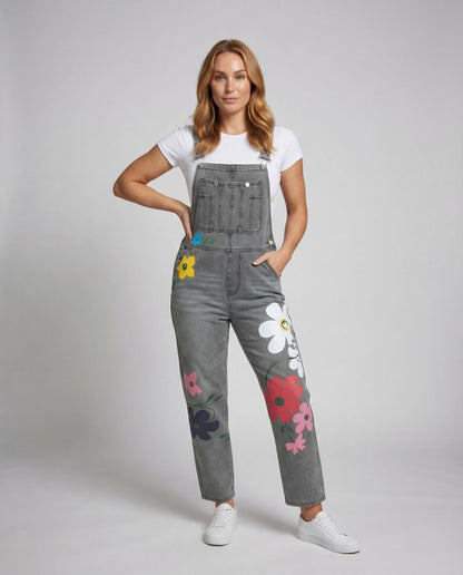 Denim-overall dam, ärmlös — snygg jumpsuit i jeanstyg