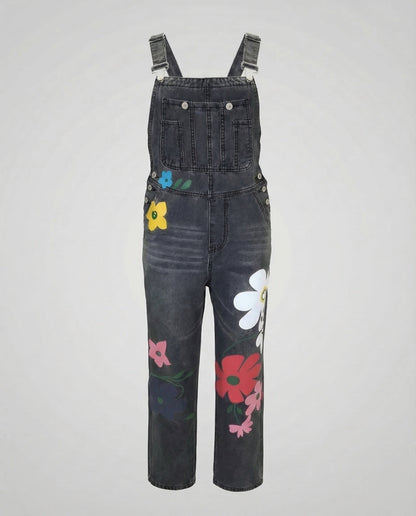 Denim-overall dam, ärmlös — snygg jumpsuit i jeanstyg