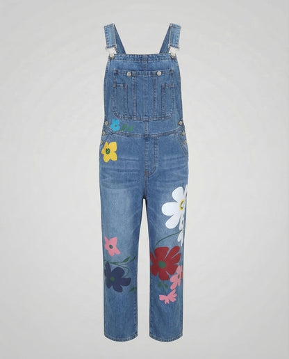 Denim-overall dam, ärmlös — snygg jumpsuit i jeanstyg