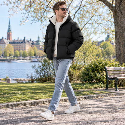 Pufferjacka herr — fodrad, varm och lätt vinterjacka