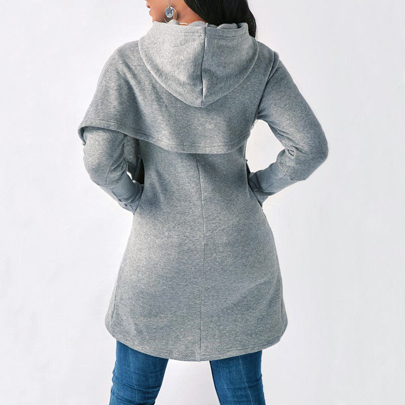 Hoodie dam — bekväm sweatshirt med kapuschong i bomullsmix