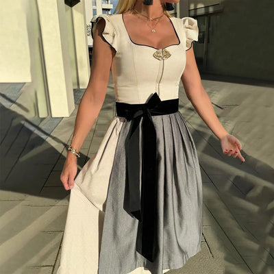 Oktoberfestklänning dam, vit — dirndl för bierfest och folkfest