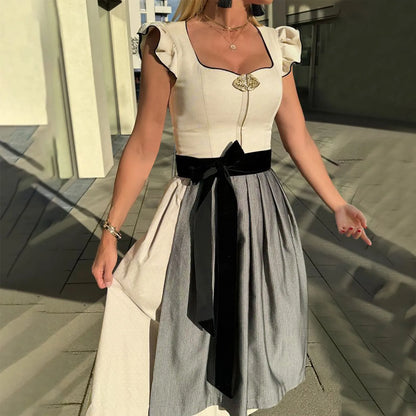 Oktoberfestklänning dam, vit — dirndl för bierfest och folkfest
