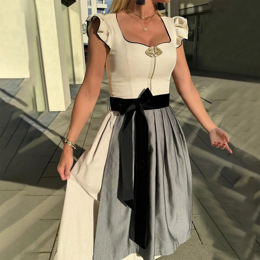 Oktoberfestklänning dam, vit — dirndl för bierfest och folkfest