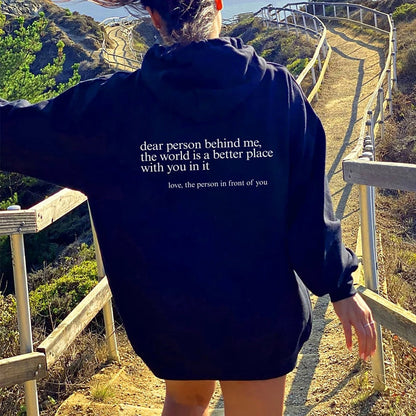 Hoodie dam, slogan — bekväm kapuschongtröja med tryck