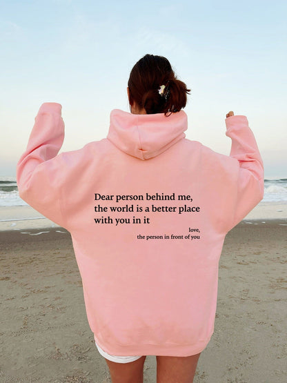 Hoodie dam, slogan — bekväm kapuschongtröja med tryck
