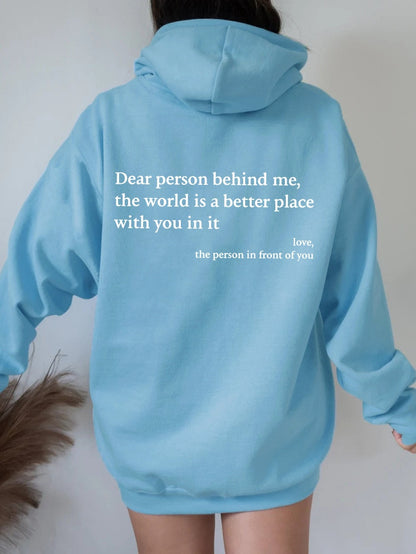 Hoodie dam, slogan — bekväm kapuschongtröja med tryck