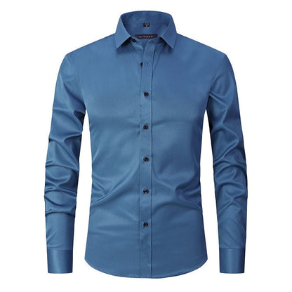Skjorta herr, slim fit — skrynkelfri i bomullsmix med bambufiber
