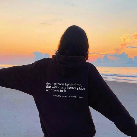 Hoodie dam, slogan — bekväm kapuschongtröja med tryck