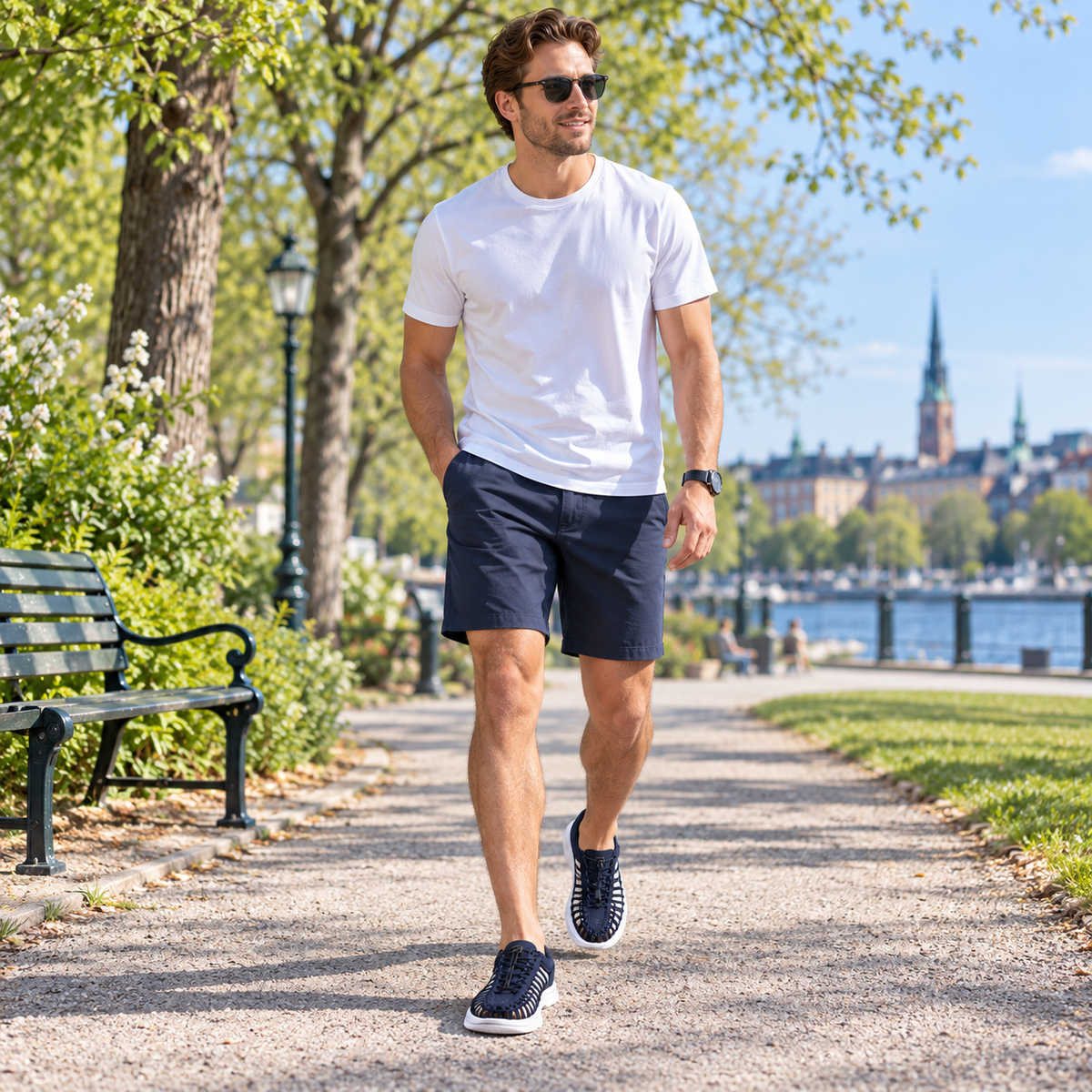 Sandaler herr — flätade sommarsandaler med snabbspänne