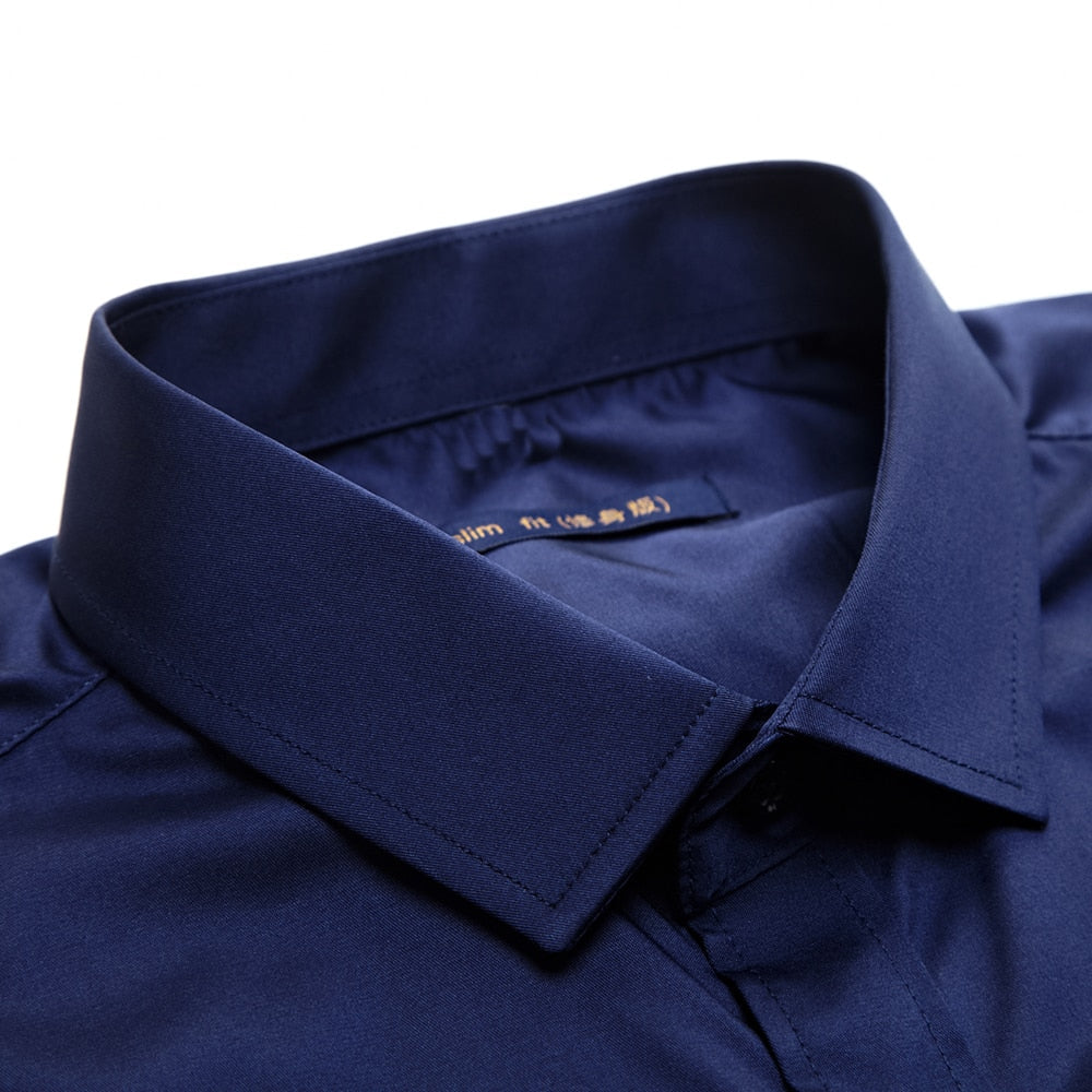 Skjorta herr, slim fit — skrynkelfri i bomullsmix med bambufiber