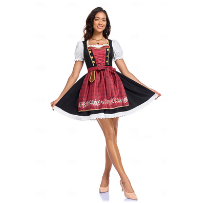 Dirndl dam, midilång — Oktoberfest-set i svart