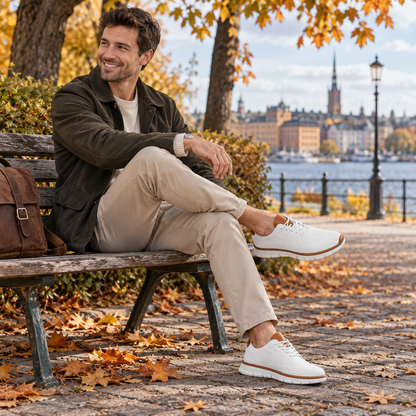 Skor herr i läderimitation — klassiska och bekväma med andningsbart foder