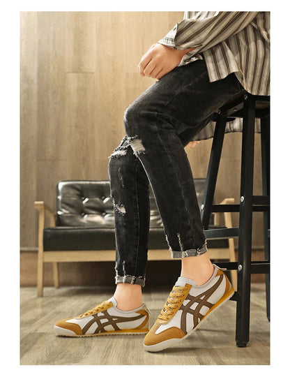 Retro sneakers herr — löparmodell med kontrastränder