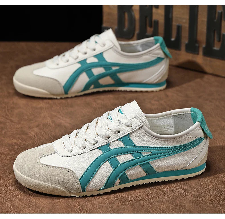 Retro sneakers herr — löparmodell med kontrastränder