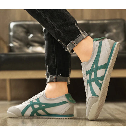 Retro sneakers herr — löparmodell med kontrastränder