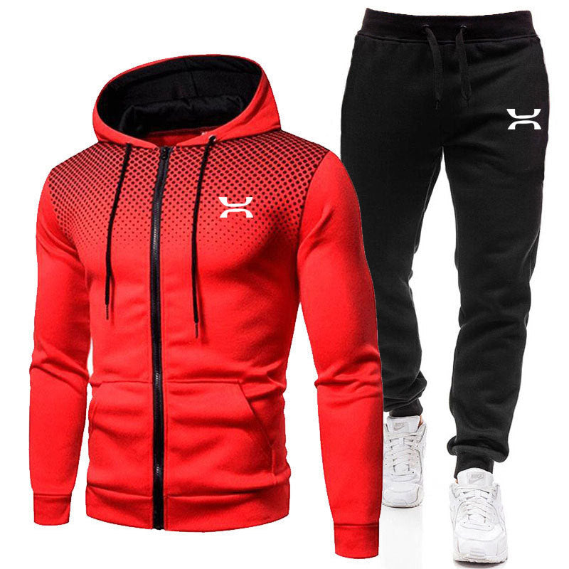 Träningsset herr — hoodie med dragkedja och joggingbyxor