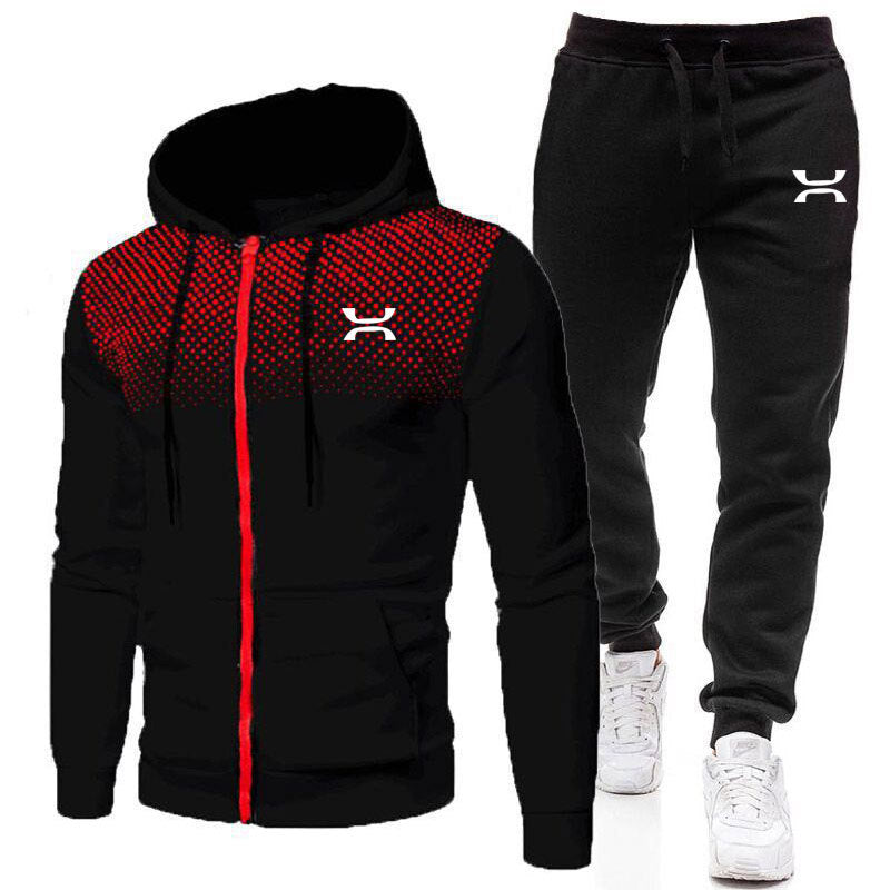 Träningsset herr — hoodie med dragkedja och joggingbyxor