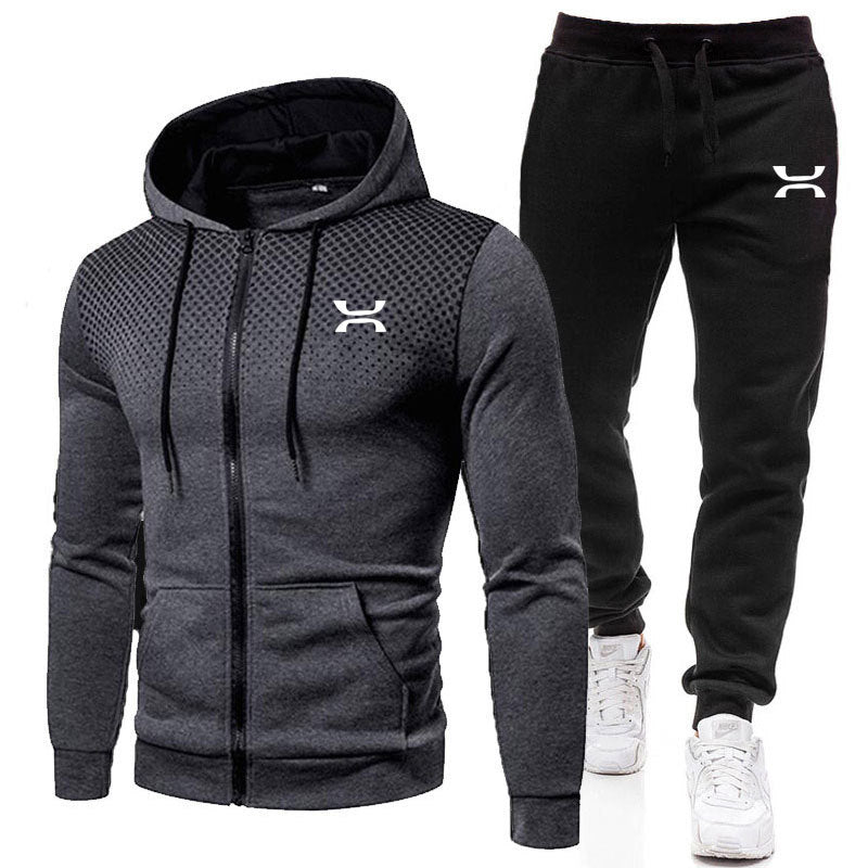 Träningsset herr — hoodie med dragkedja och joggingbyxor