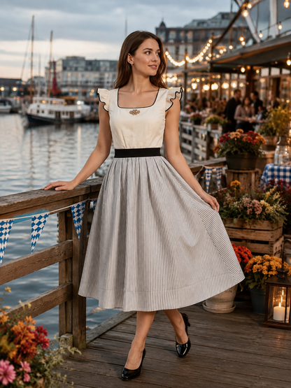 Dirndl dam, vit — traditionell oktoberfestklänning för bierfest
