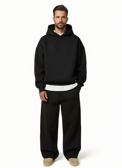 Träningsset herr — hoodie och joggingbyxor, rak passform