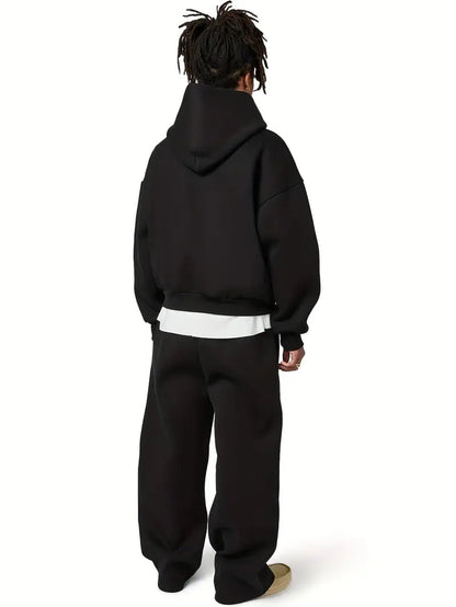 Träningsset herr — hoodie och joggingbyxor, rak passform
