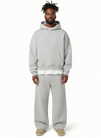 Träningsset herr — hoodie och joggingbyxor, rak passform
