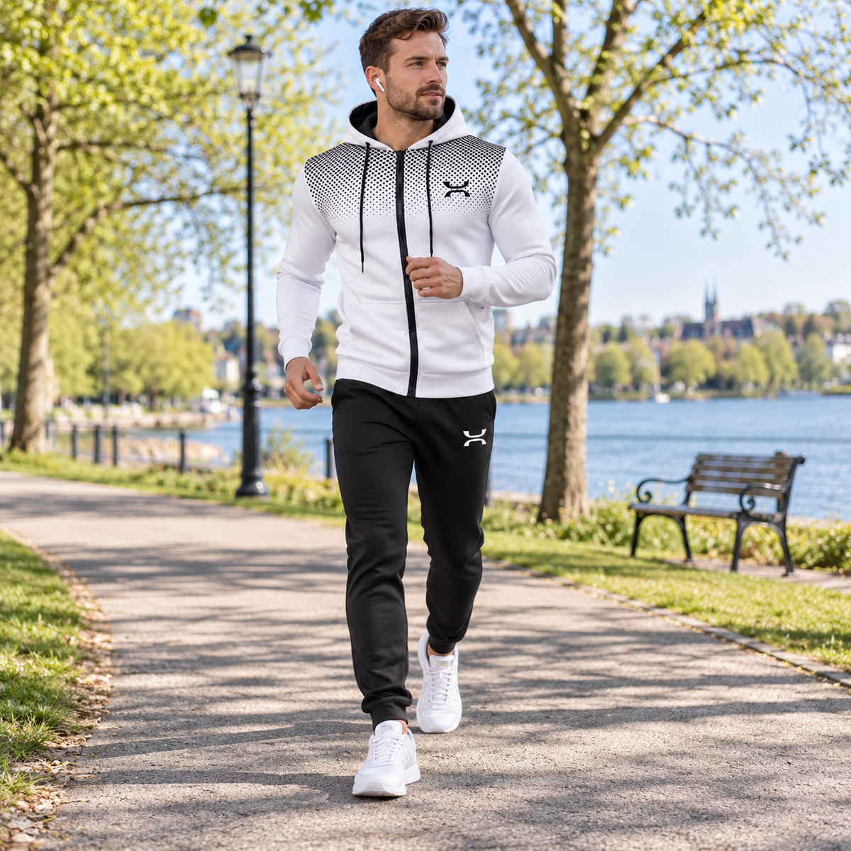 Träningsset herr — hoodie med dragkedja och joggingbyxor