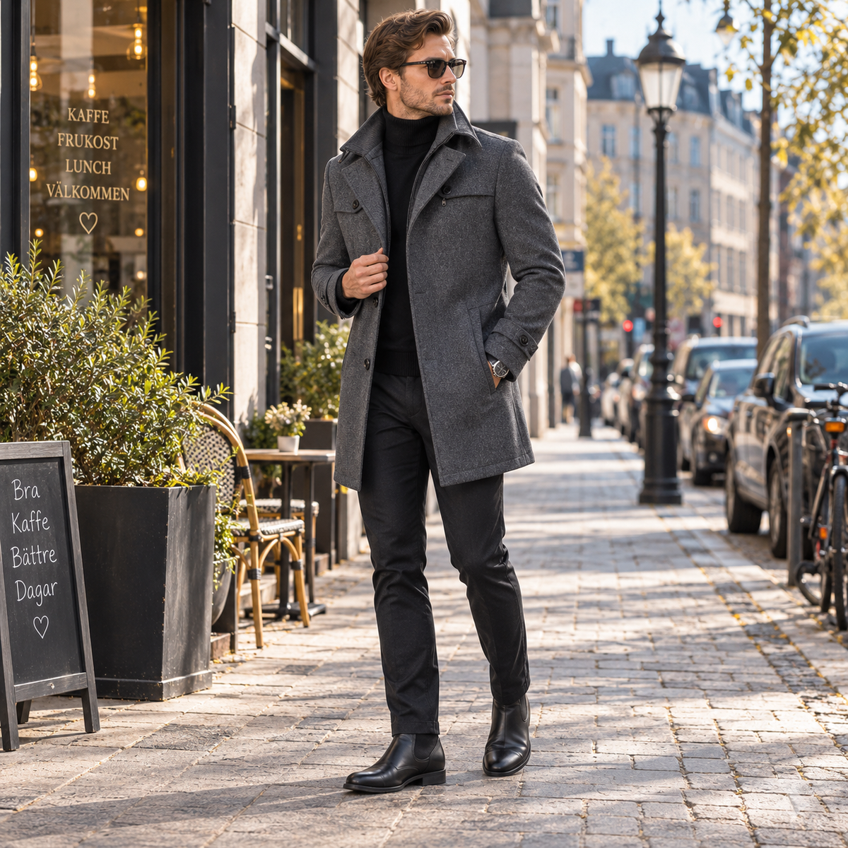 Vinterjacka herr, vattentät — business med revers och dragkedja
